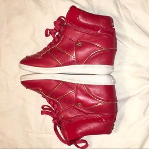 Michael Kors Red and Gold Wedge high top